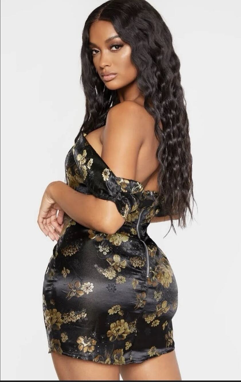 Pretty Little Thing Off Shoulder 4 Floral Bardot Bodycon Mini Dress Sexy